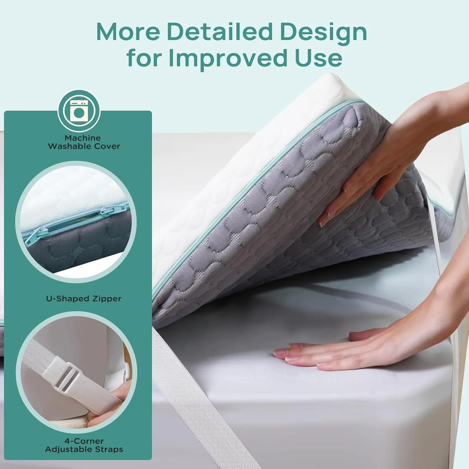 2 Inch Memory Foam Mattress Topper King Size, Soft Mattress Topper for Back Pain Relief, Orthopedic Bed Topper with 2-Sided Breathable Cover, Ergonomic 5-Zone Design, CertiPUR-US Certified