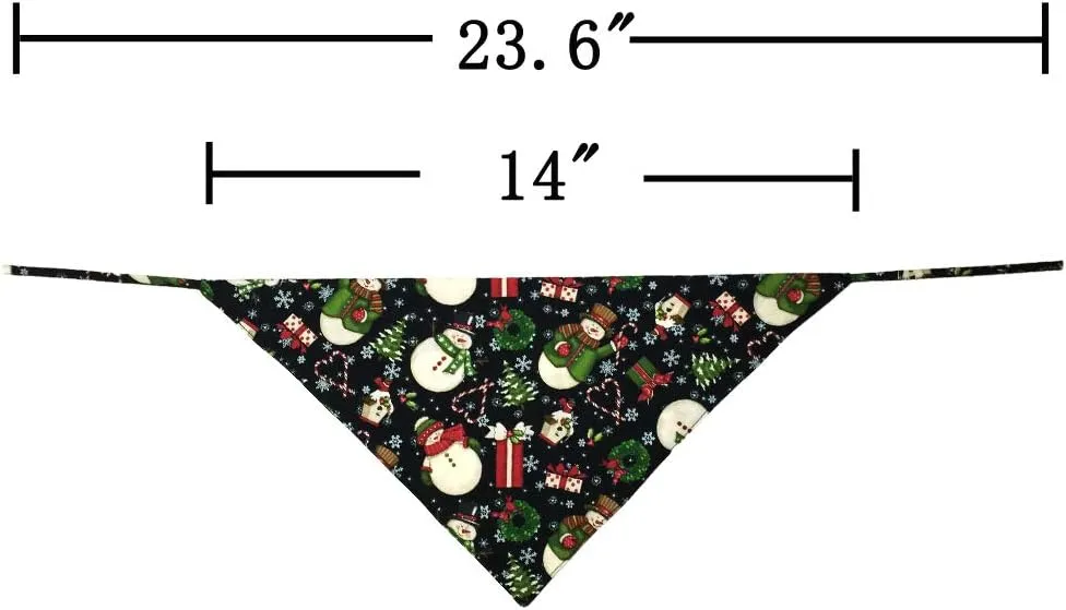 2 Pack Christmas Dog Bandana Reversible Triangle Bibs Scarf Accessories for Dogs Cats Pets Animals