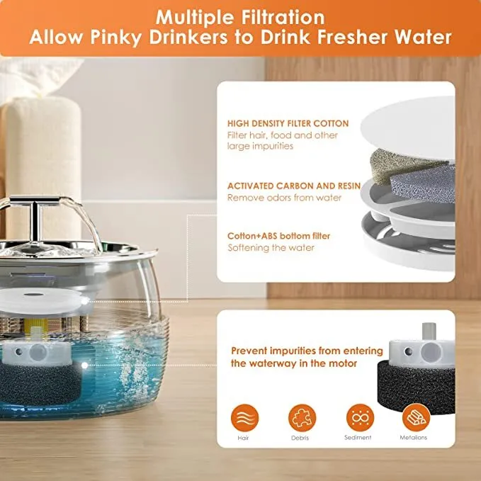 3L Automatic Electric Pet Water Fountain | Stainless Steel Feeder Bowl Dispenser, White