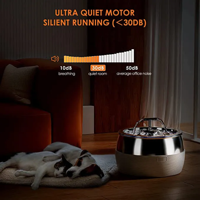 3L Automatic Electric Pet Water Fountain | Stainless Steel Feeder Bowl Dispenser, White