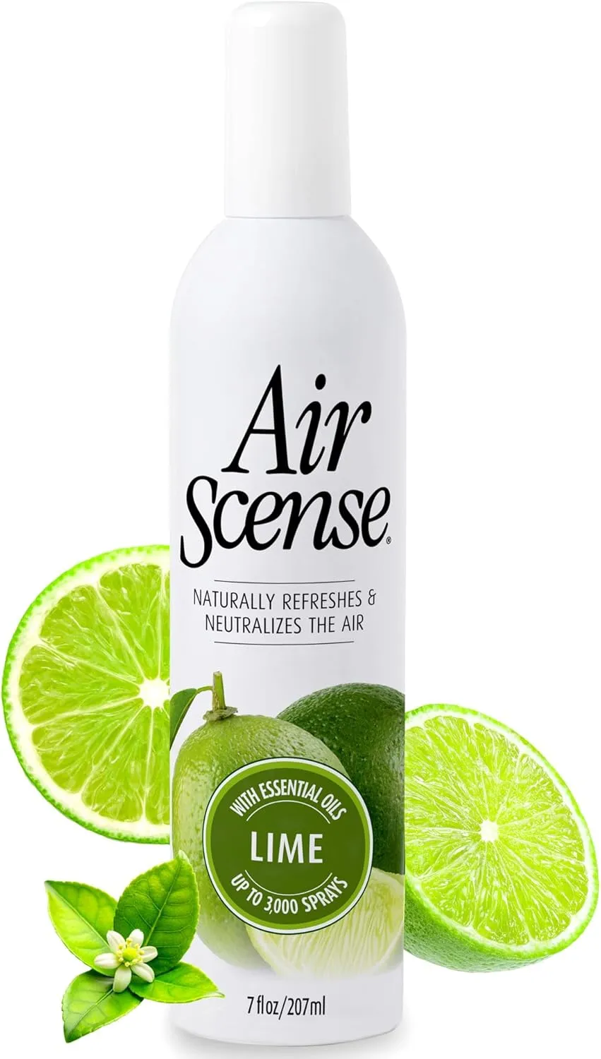 Air Scense Air Freshener Deodorizer Room Spray for Bathroom & Home, Essential Oils, Natural Lime - 7 fl oz (12 Pack)