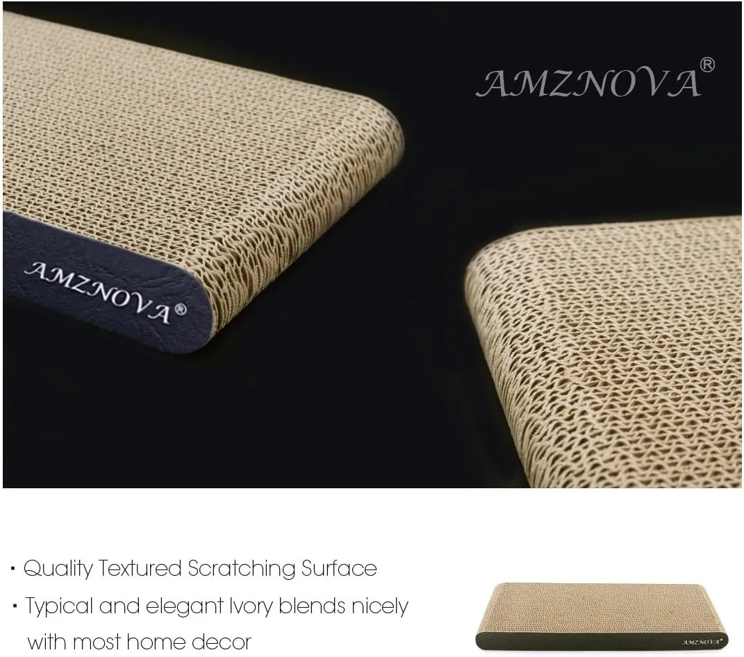 AMZNOVA Cat Scratcher, Durable Cardboard, Cat Scratching Pad with Catnip, Narrow, Textured Black(Upgraded)