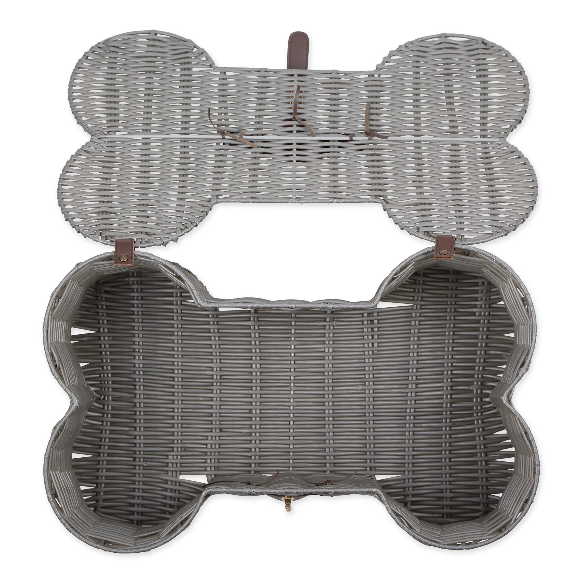 Bone Dry Pet Toy Storage Basket, Bone Shaped, Gray, Large - 24x15x9"