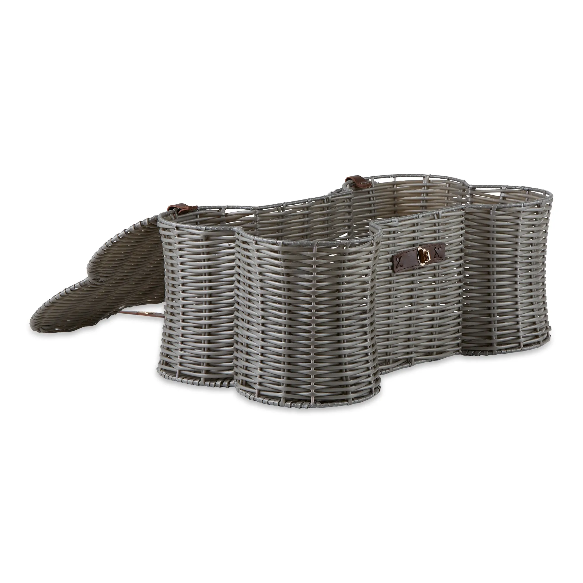 Bone Dry Pet Toy Storage Basket, Bone Shaped, Gray, Large - 24x15x9"