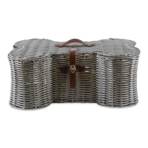 Bone Dry Pet Toy Storage Basket, Bone Shaped, Gray, Large - 24x15x9"