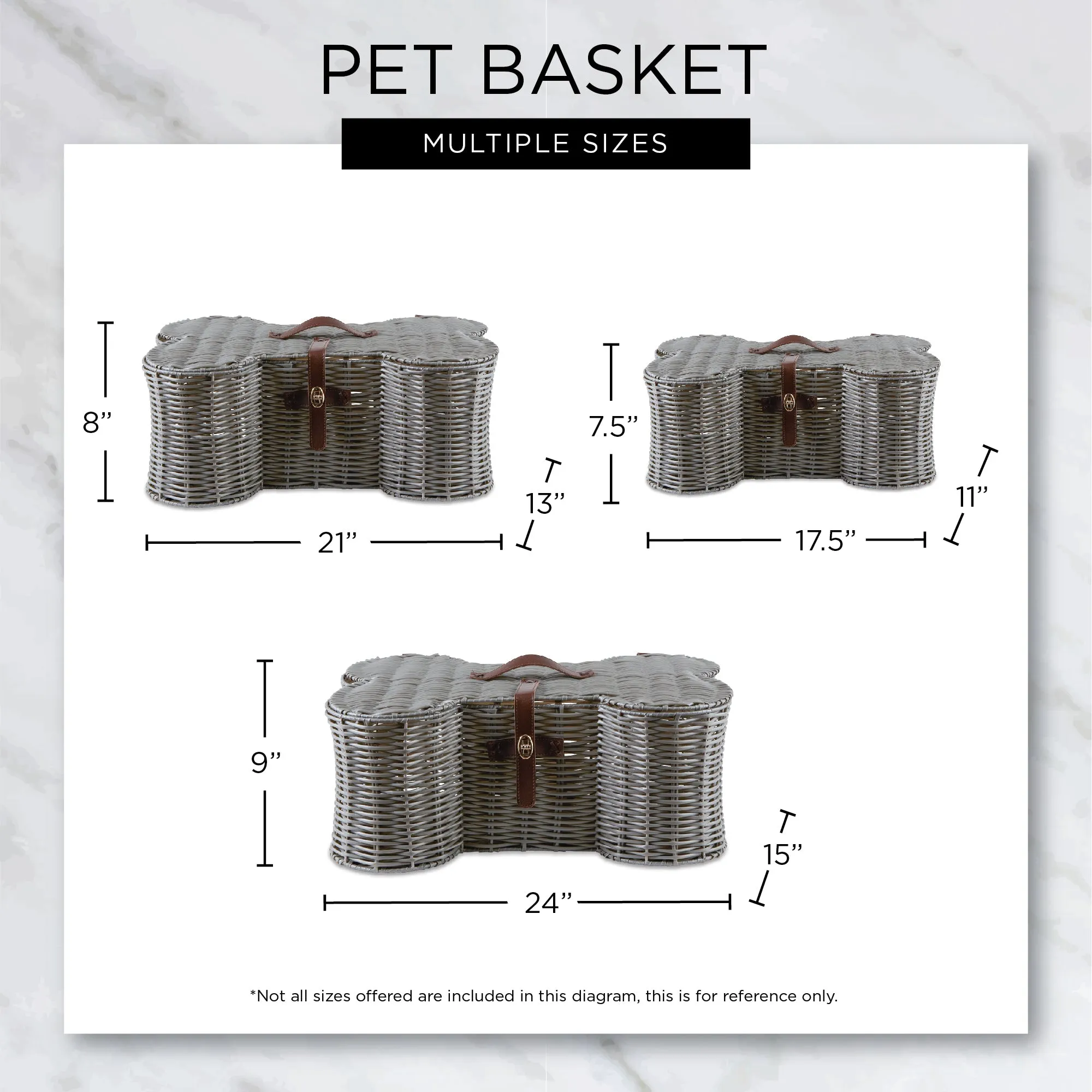 Bone Dry Pet Toy Storage Basket, Bone Shaped, Gray, Large - 24x15x9"