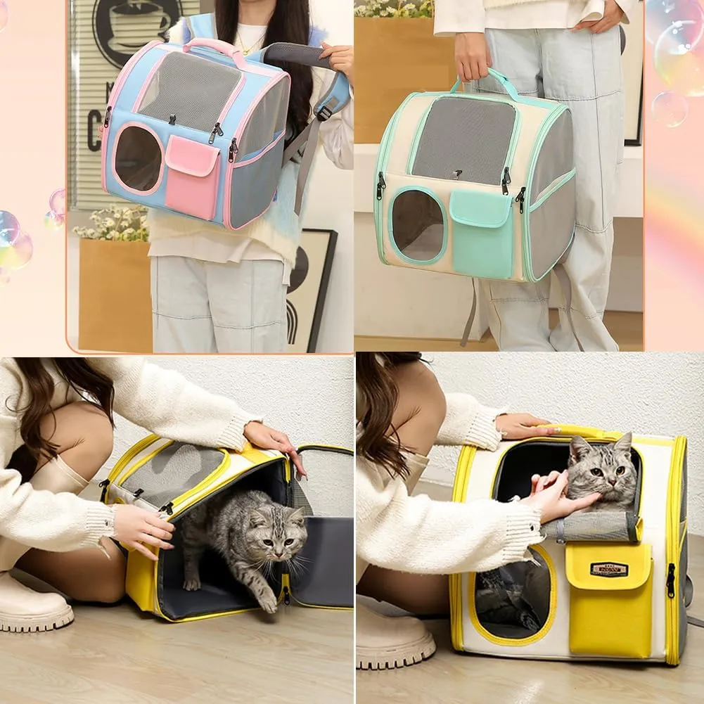 Cat Dog Carrier Backpacks,Pet Backpack Carrier, Bubble Backpack Pet Carriers with Breathable Mesh for Cats Small Dogs Puppies Animals for Travel, Hiking, Camping or Outdoor Use (Green)