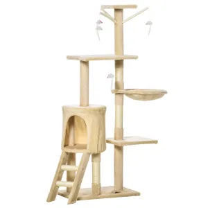 Cat Tree House 131H cm-Beige