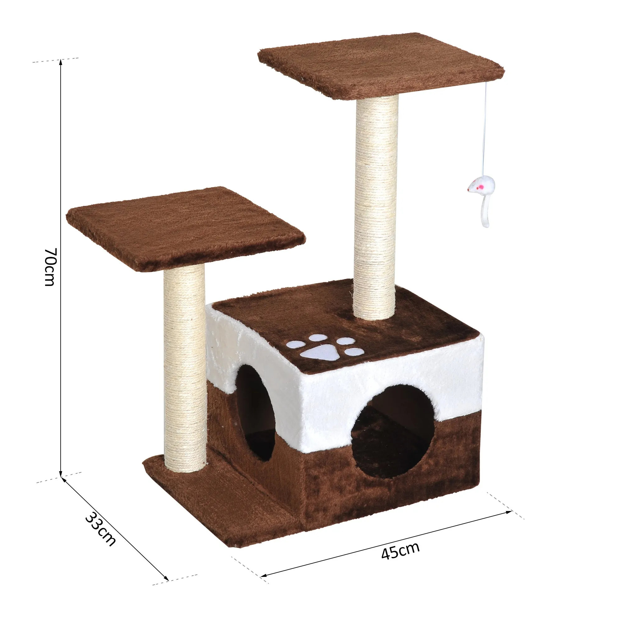 Cat Tree, Plush, 45Lx33Wx70H cm-Brown