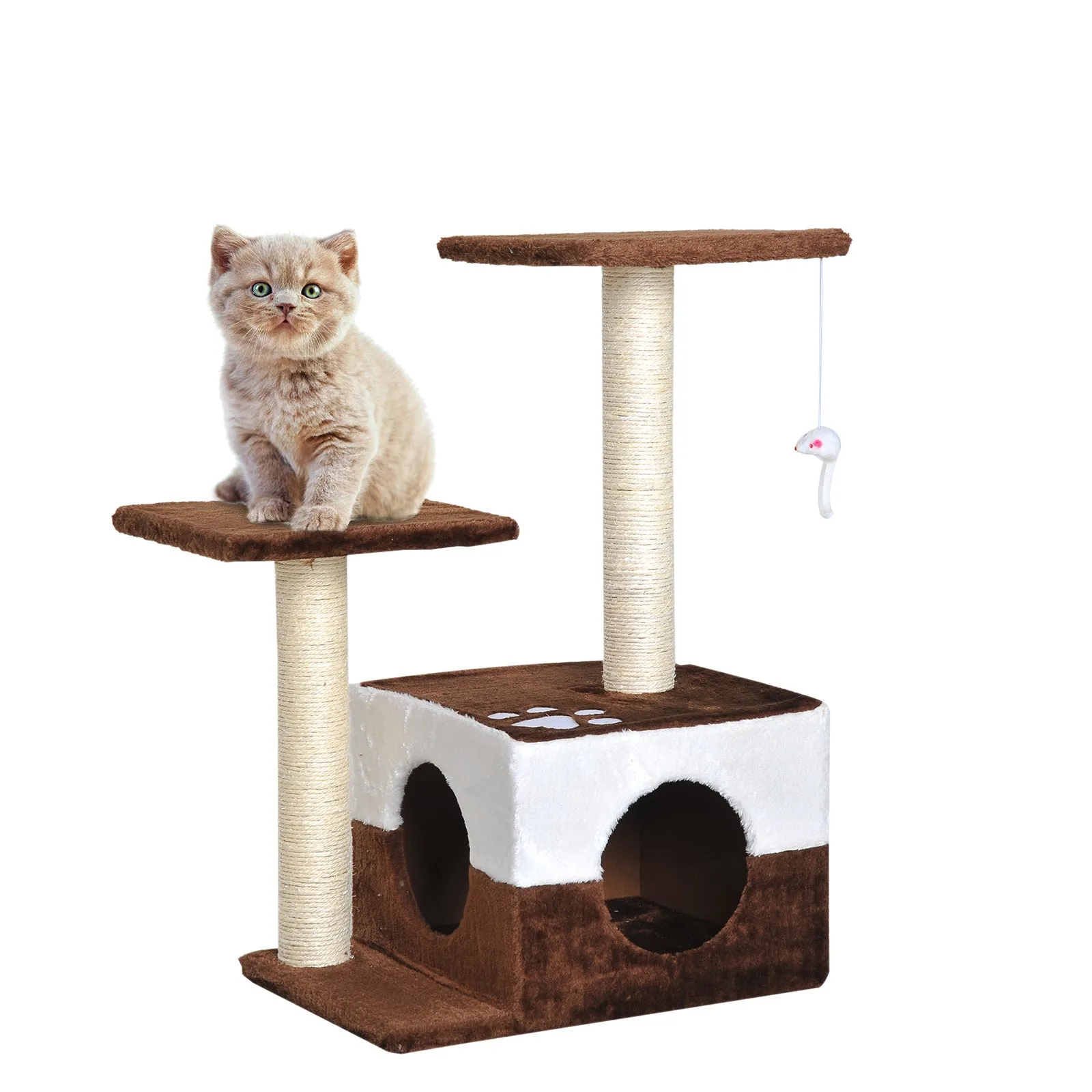 Cat Tree, Plush, 45Lx33Wx70H cm-Brown