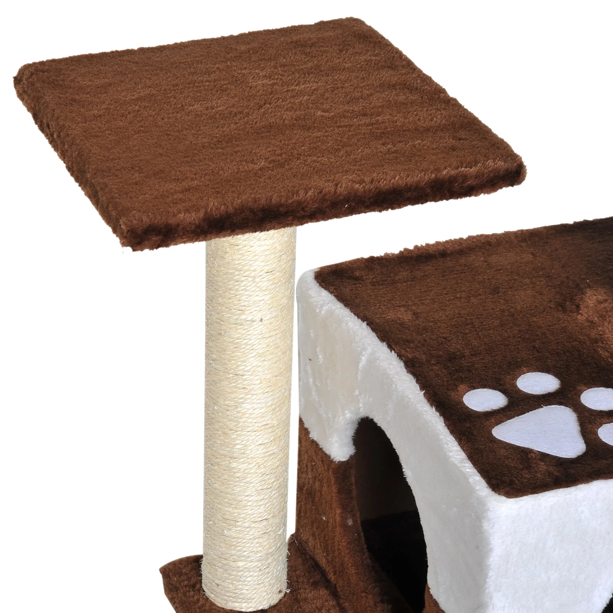 Cat Tree, Plush, 45Lx33Wx70H cm-Brown
