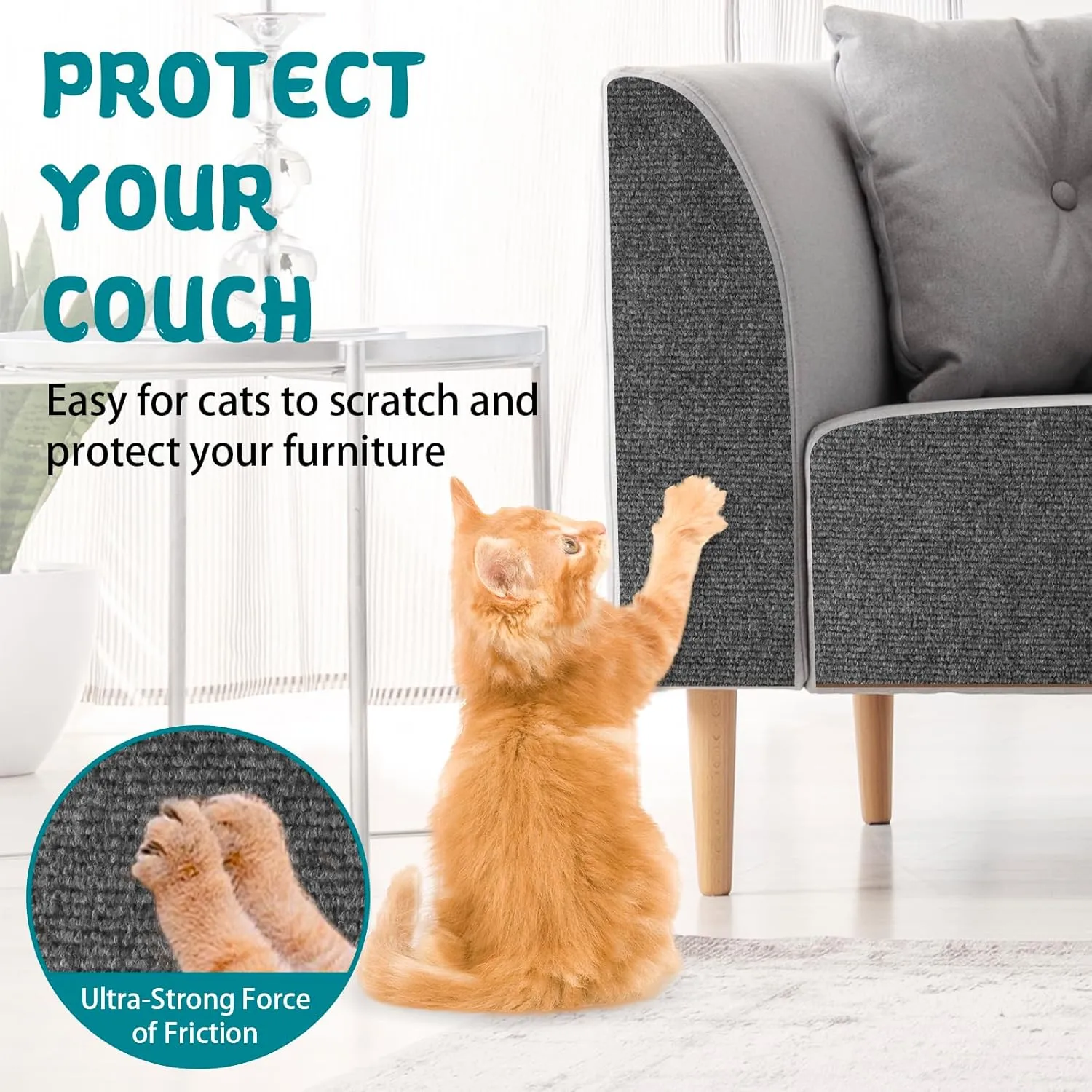 Climbing Cat Scratcher Mat Trimmable Cat Scratching Post Carpet 157.4x15.8 Self Adhesive Carpet Mat Pad Replacement for Cat Tree Shelves Post Couch Wall Furniture Steps DIY Protector (Dark Gray)