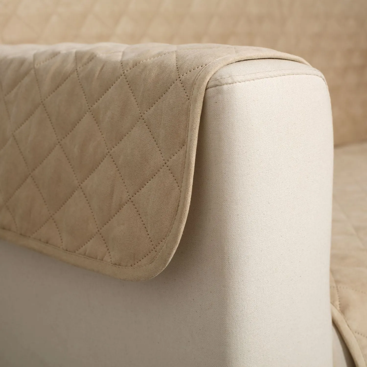 Cosy Quilted Sofa Protector Cover for Loveseat - Oat