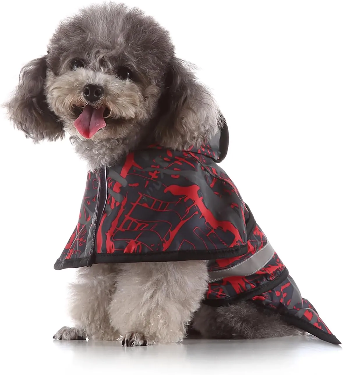 Dog Raincoat Hooded, Reflective Dog Slicker Poncho Adjustable Waterproof Lightweight Rain Jacket for Dogs,Camouflage Red,XL