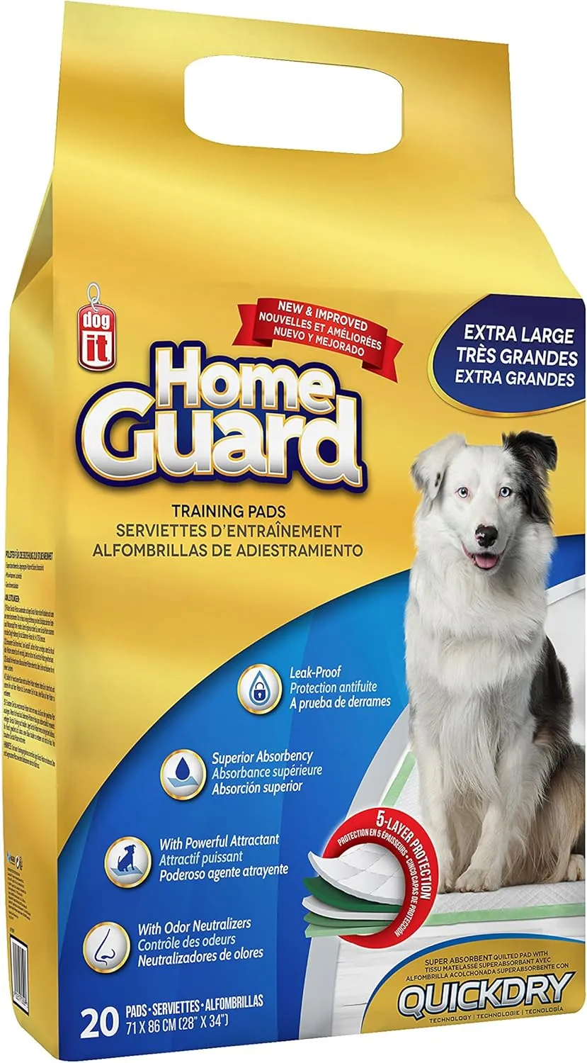 Dogit Training Pads for Dogs, Super Absorbent Quilted Puppy Pad with Quickdry Technology, X-Large, 20 Pack
