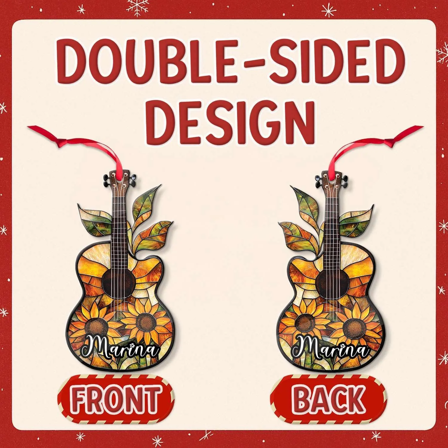 Floral Electric Guitar Acrylic Ornament, Personalized Shaped Tree Hanging, Custom Name Guitar Players Decor, Music Theme Decoration, Musical Instrument Ornament, Gifts for Musician