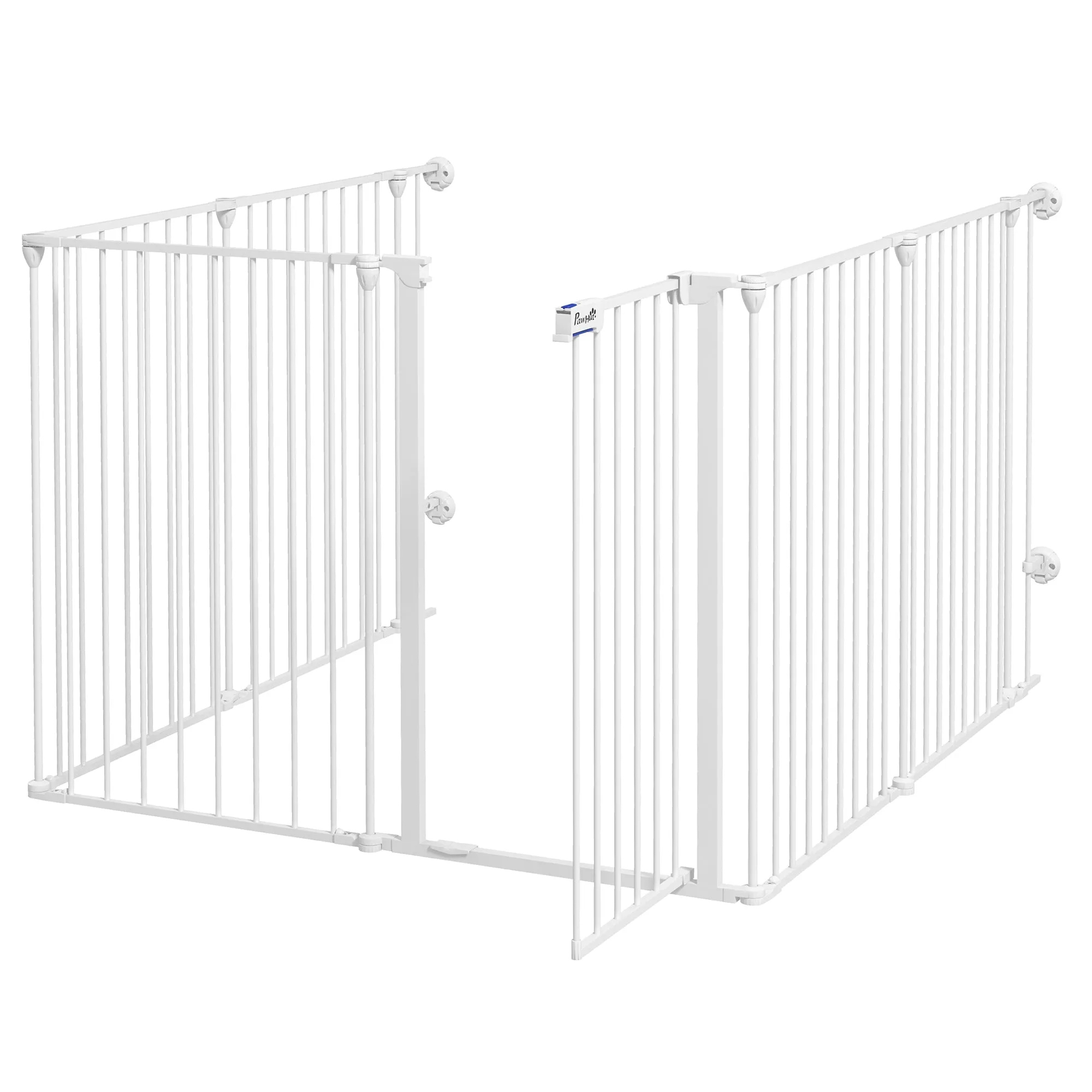 Foldable and Modular Dog Gate for Medium Size Dogs in Metal and Plastic, 123x102x90 cm, White