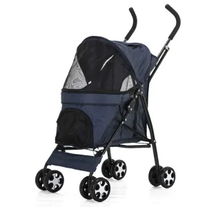 Foldable Carbon Steel Dog Cat Pram Buggy Pushchair with Front Swivel Wheels, for Medium Small Pet, Max Loading 20kg