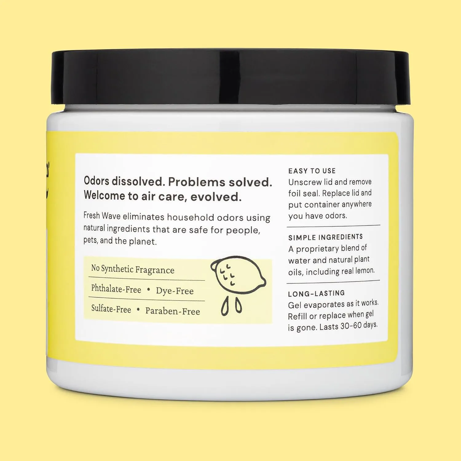 Fresh Wave Lemon Odor Removing Gel, 15 oz. | Odor Absorbers for Home | Safer Odor Relief | Natural Plant-Based Odor Eliminator | Every 15 oz. lasts 30-60 Days | For Cooking, Trash & Pets