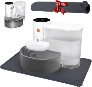 GJEASE Smart Pet Water Fountain No Filter,Wireless Cat Water Fountain Cordless,Battery Operated Filterless Cat Water Fountain