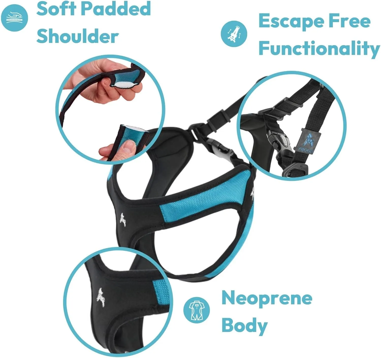 Gooby Escape Free Easy Fit Harness - Black, Medium - No Pull Step-in Patented Small Dog Harness with Quick Release Buckle - Perfect On The Go No Pull Harness for Small Dogs or Medium Dog Harness