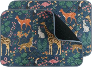 IEUUMLER Washable Pee Pads for Dogs, 2 Pack Forest Pattern Reusable Waterproof Puppy Pads, Non-Slip Super Absorbent Dog Training Pad for Playpen Crate Bed EU013 Navy Blue Jungle, 36x24