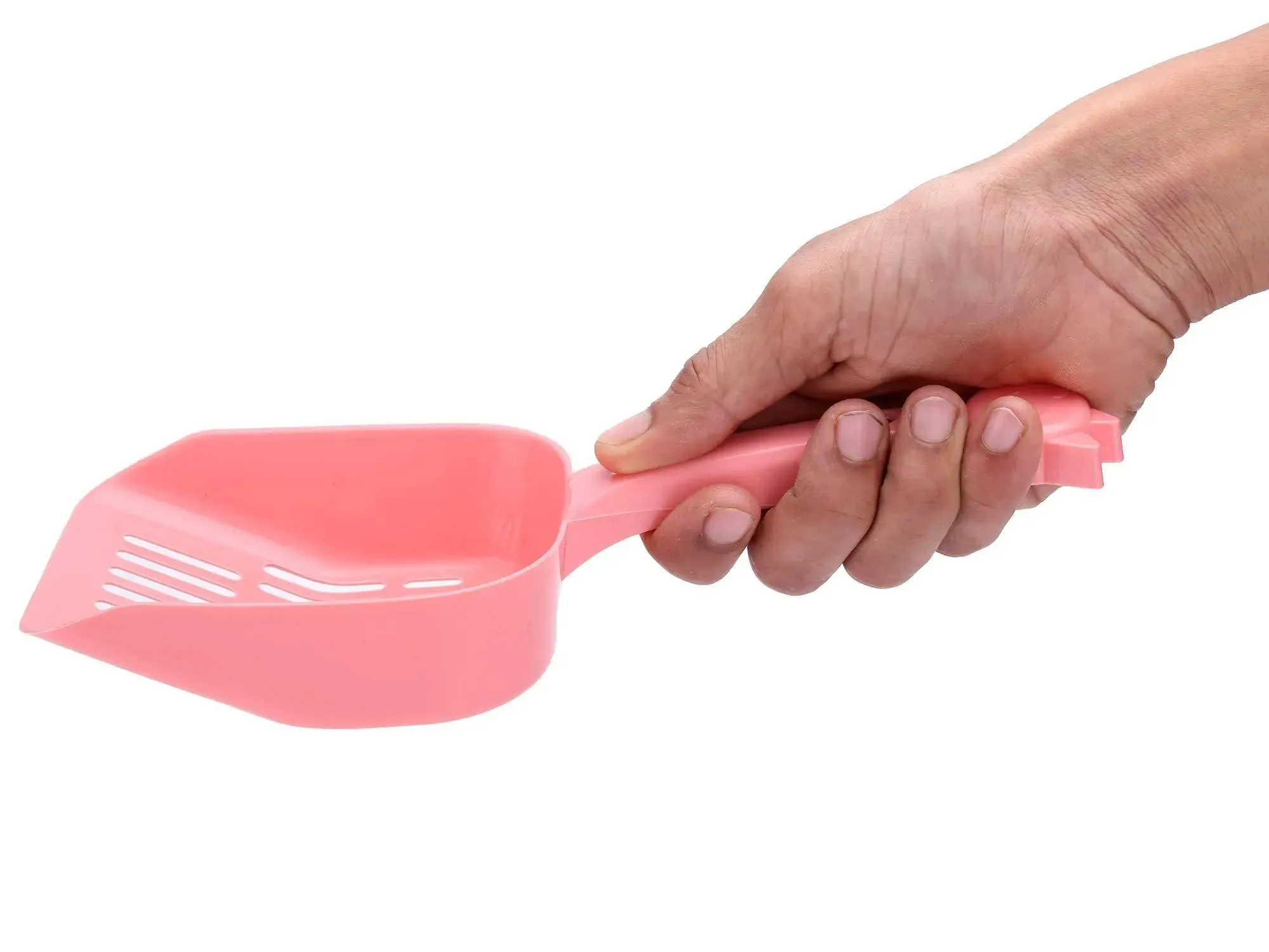 Jacky Treats Cat Litter Scooper with Deep Shovel - Designed by Cat Owners - Sifter with Holder - Solid Handle (Peach, Only Scooper)