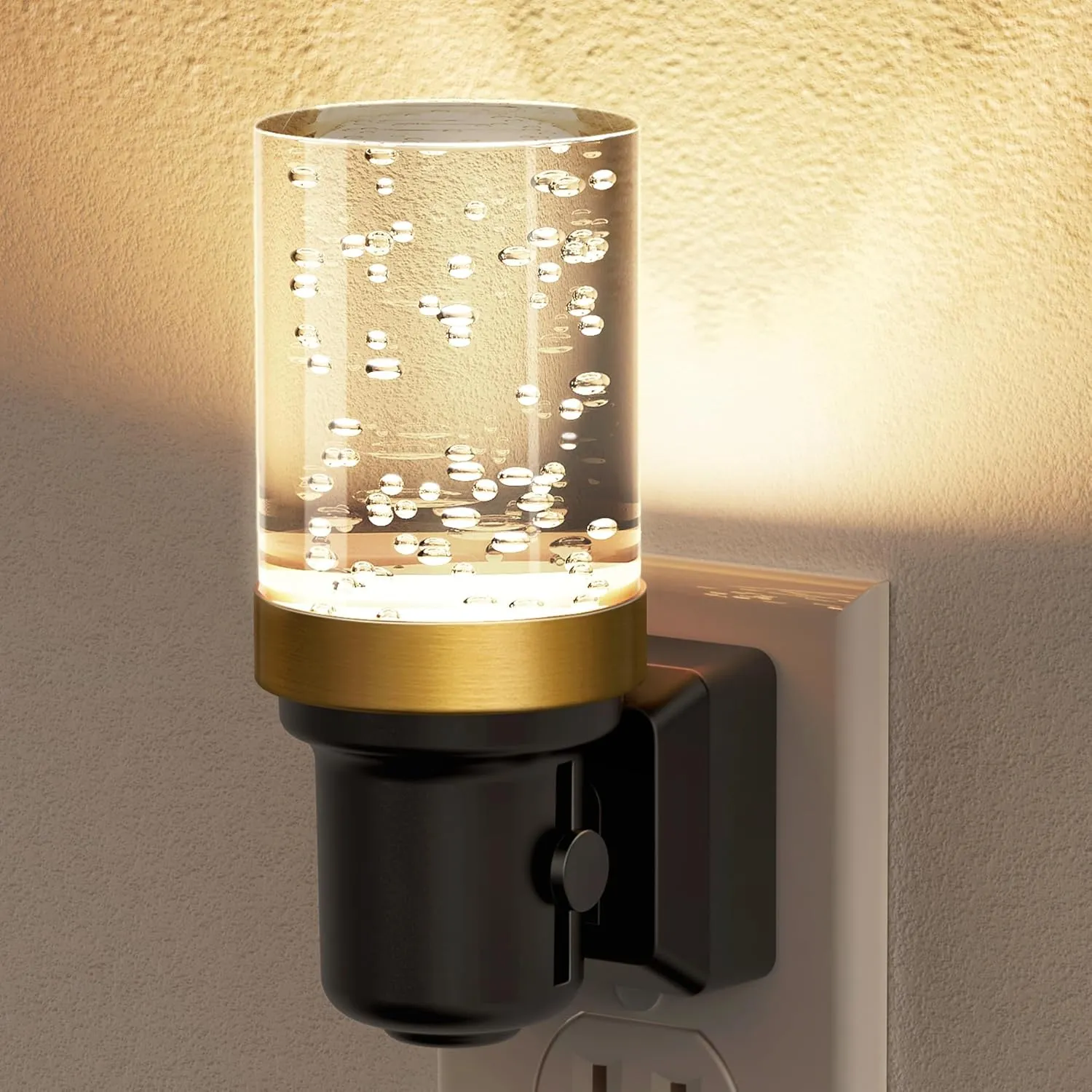 JandCase Night Light, Dimmable Night Lights Plug into Wall, Auto On/Off Light Sensor Nightlight, 3000K Warm White 0-100LM Brightness LED Nightlight, for Bathroom Hallway Bedroom Kids Room