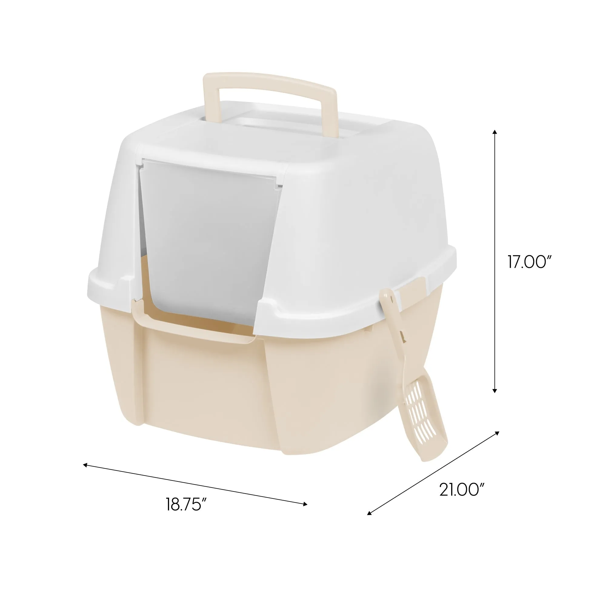 Jumbo Hooded Litter Box with Scoop, Off White