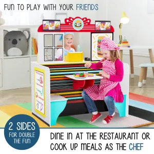 Lil’ Jumbl Double Sided Restaurant Playset for Kids Wooden Lil' Jumbl Dinner Simulation Toy