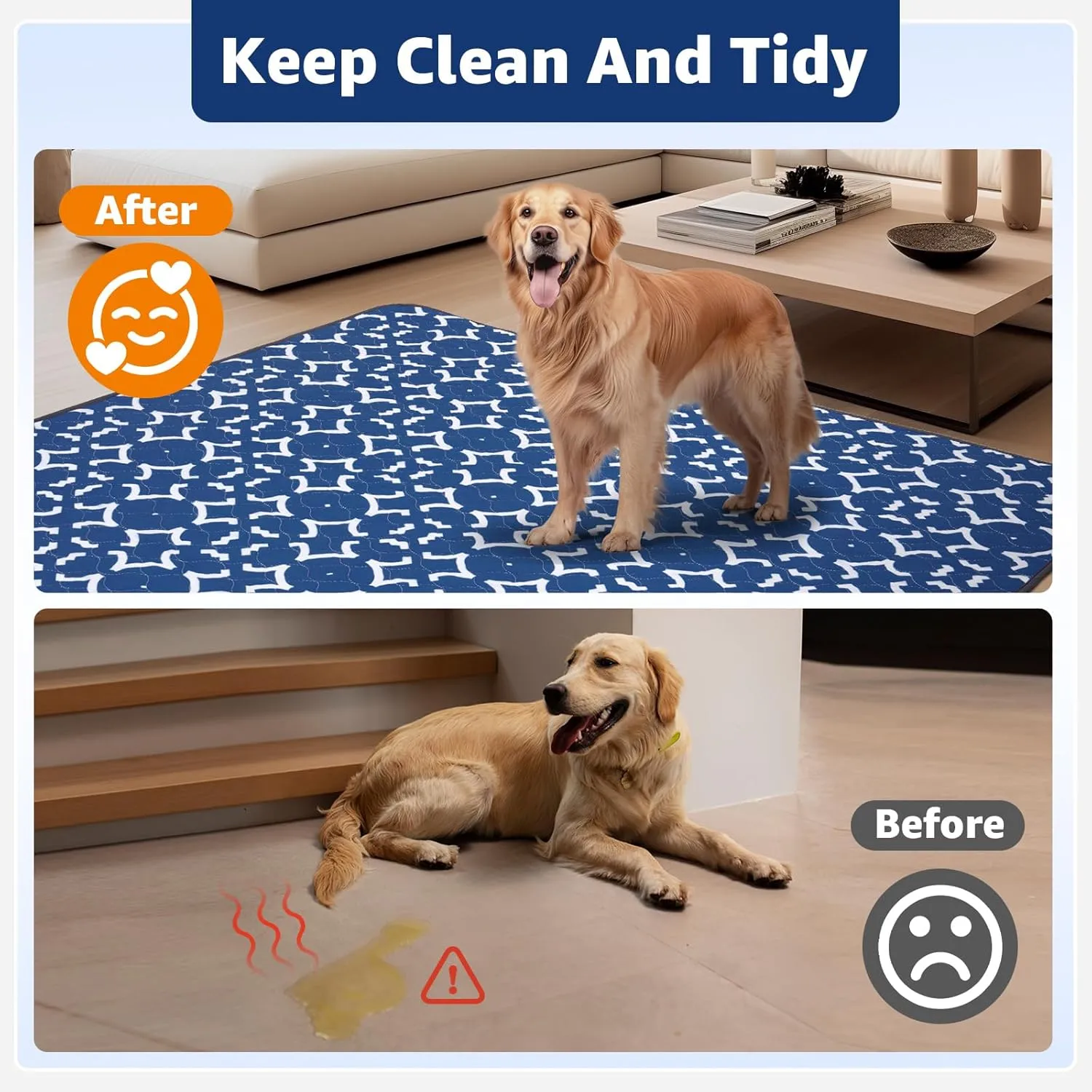 LOOBANI Washable Pee Pads for Dogs: 72"x 72" Extra Large Reusable Puppy Pads,1 Pack Absorbent Whelping Pad Leakproof Dog Playpen Mat, Waterproof Non-Slip Dog Training Pads for Floor, Crate, Potty