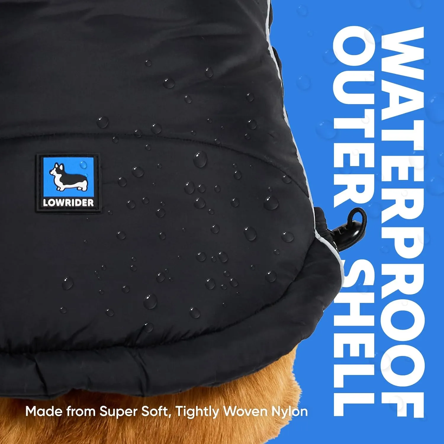 Lowrider Puffer Coat S- Warm, Waterproof, Windproof, Reflective, Insulated Dog Coat, Rain Jacket, and Vest Jacket for Small and Medium Dogs in Cold Weather, Made with Soft and Breathable Fabric