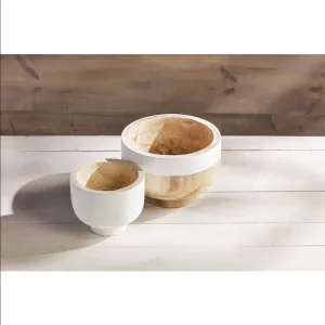 Mudpie White Two-Toned Paulownia Wood Bowls