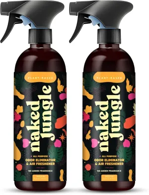 Naked Jungle Premium Plant-Based Odor Eliminator for Strong Odors, Air Freshener Spray, Non Toxic Air Fresheners For Home, Room Deodorizer, No Added Fragrances (16oz, 24oz & 32oz)