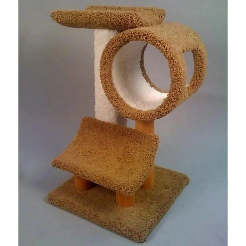 North American Pet Playground with Tunnel and Two Ledges Cat Tree Assorted 32 in