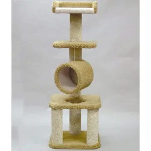 North American Pet Tree with Swinging Tunnel Cat Tree Tan, Beige 66 in