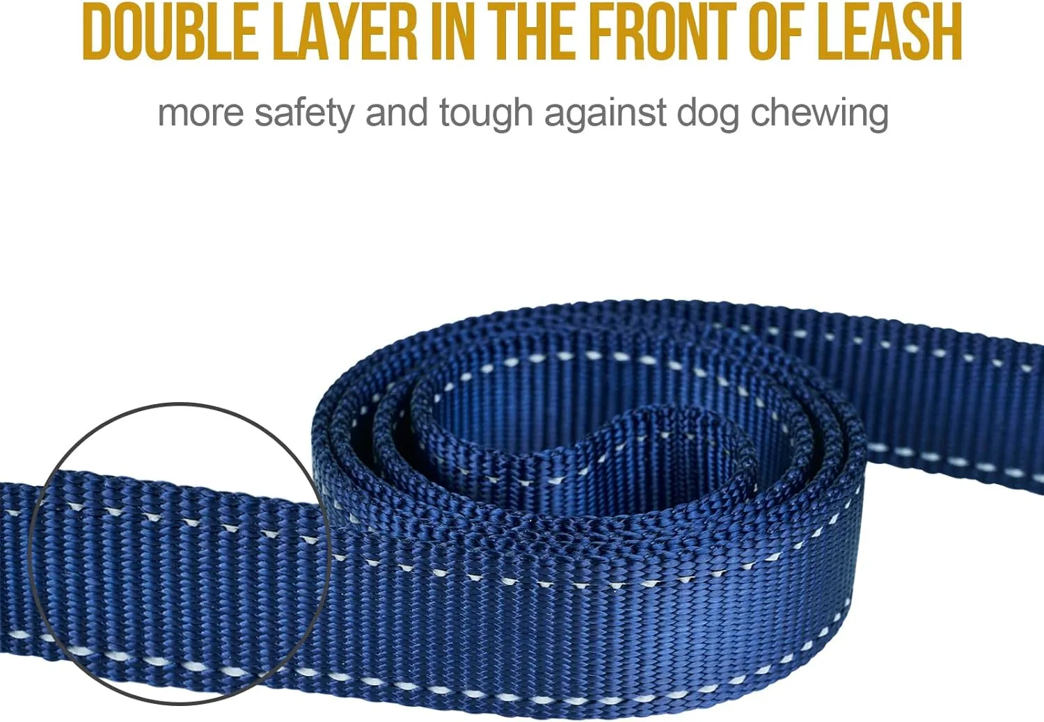 OneTigris Handled No-Pull Dog Walking Leash Long Traffic Leads for Medium to Large Dogs (Blue, 6FT)