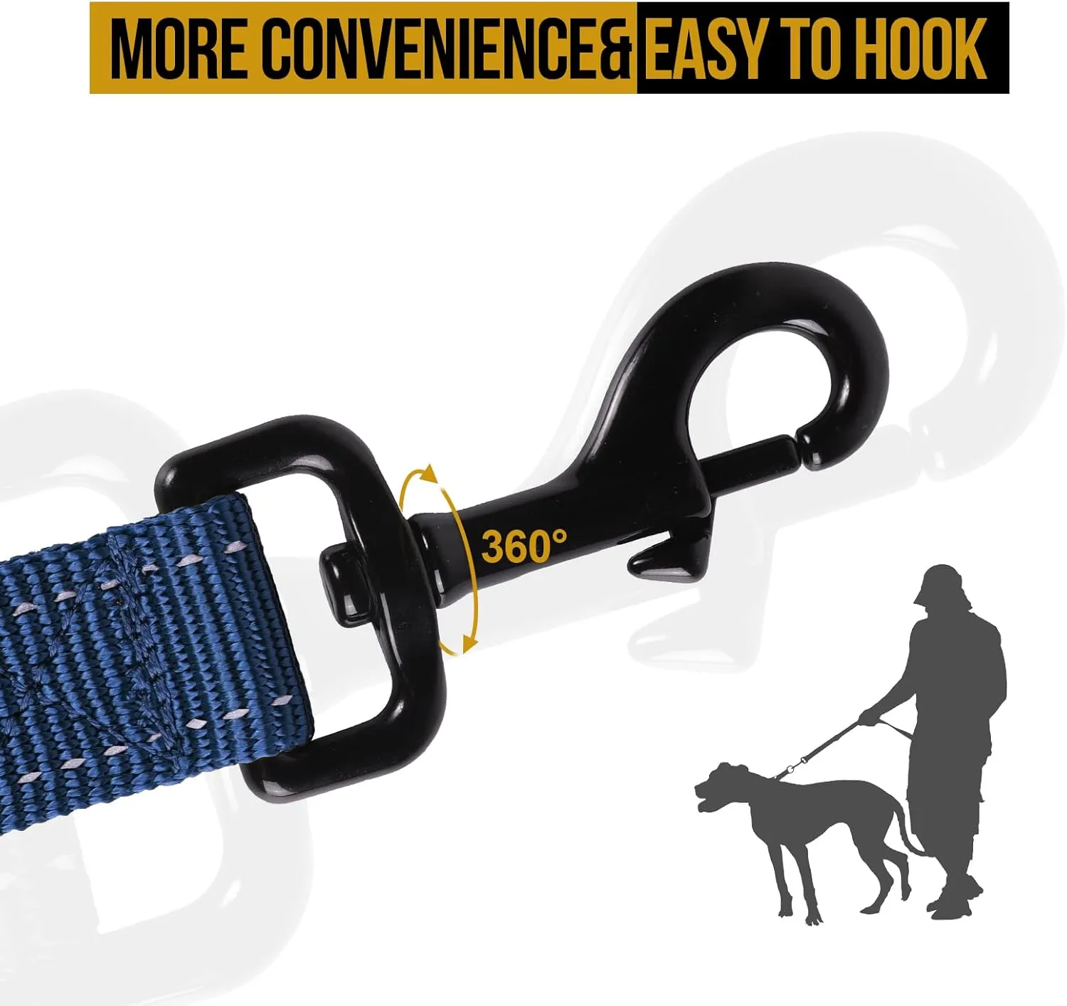 OneTigris Handled No-Pull Dog Walking Leash Long Traffic Leads for Medium to Large Dogs (Blue, 6FT)