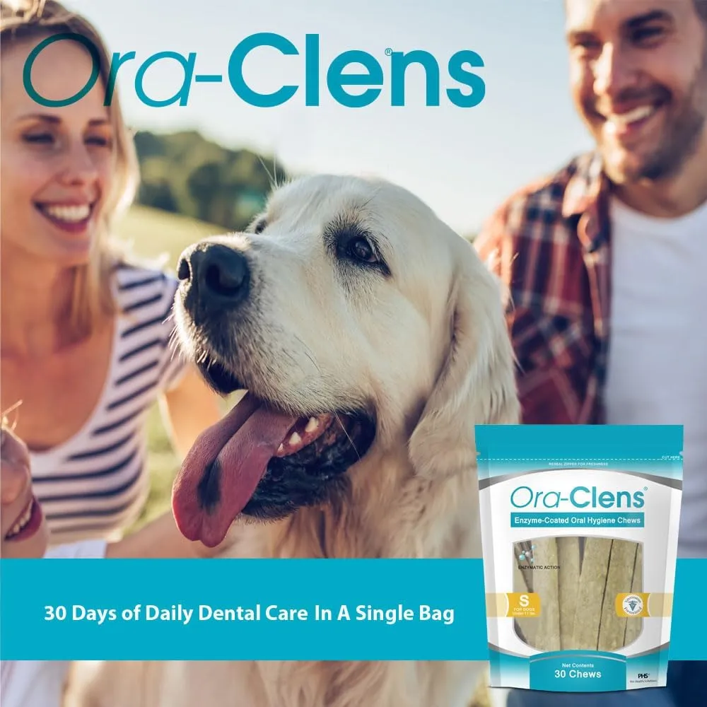 Oral Hygiene Chews for Large Dogs-Enzymatic Dental Treats for Daily Oral Care, Cleans Teeth and Freshens Breath, Reduces Plaque, Bacteria and Tartar Build Up Without Brushing-30 Chews
