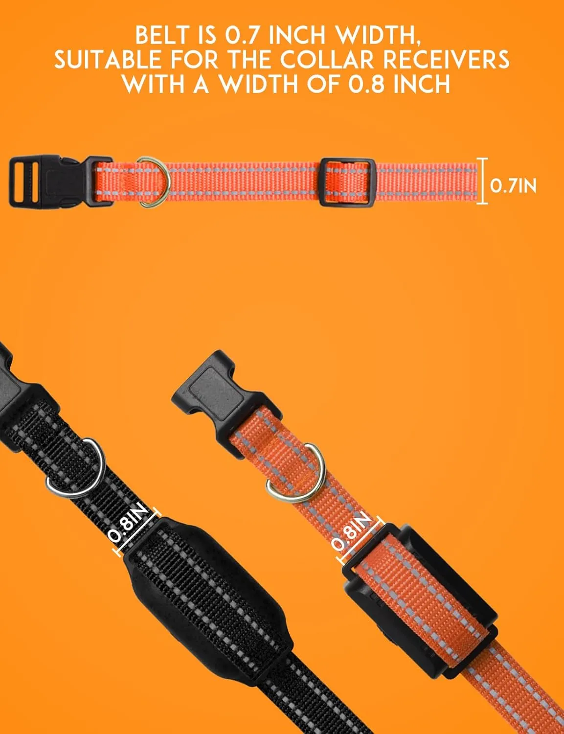 PaiPaitek E-Collar Replacement Strap Compatible with Patpet, Sportdog, Garmin, Dogtra, Delupet, Bousnic, Petspy, Nbju Shock Collar Replacement Collar - 2 Packs
