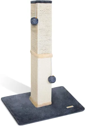 PAWBEE Cat Scratch Post Tower - 32 Tall Cat Scratching Post with Jingle Bells and Plush Balls - Sisal Cat Scratcher with Larger Base for Better Stability - Cat Scratching Posts for Indoor Cats
