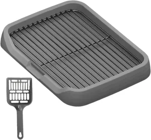 Pet Training Tray, Gray, 18.5" x 14.17" x 2.17", For Dog Owners/Pet Parents, Unisex, Cat, Polypropylene (PP), Pan Litter Box