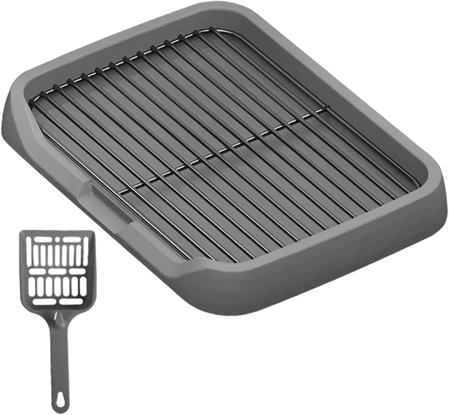 Pet Training Tray, Gray, 18.5" x 14.17" x 2.17", For Dog Owners/Pet Parents, Unisex, Cat, Polypropylene (PP), Pan Litter Box