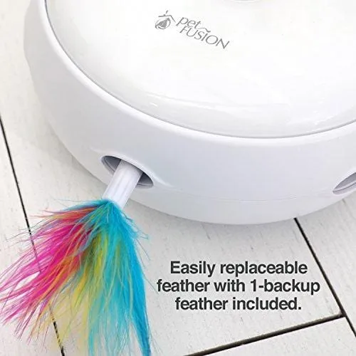 PetFusion AMBUSH INTERACTIVE Cat Toy with electronic rotating feather. (Smart modes, nighttime light, batteries included)