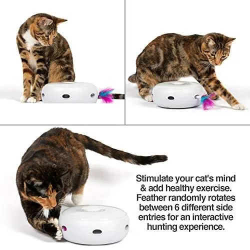 PetFusion AMBUSH INTERACTIVE Cat Toy with electronic rotating feather. (Smart modes, nighttime light, batteries included)