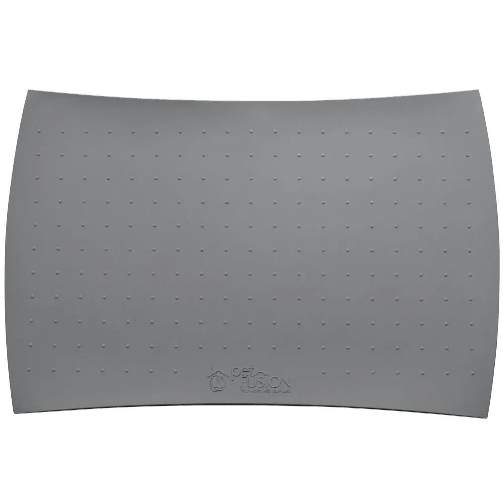 PetFusion Pet Food Mat in Premium FDA Grade Silicone (Large, Grey)