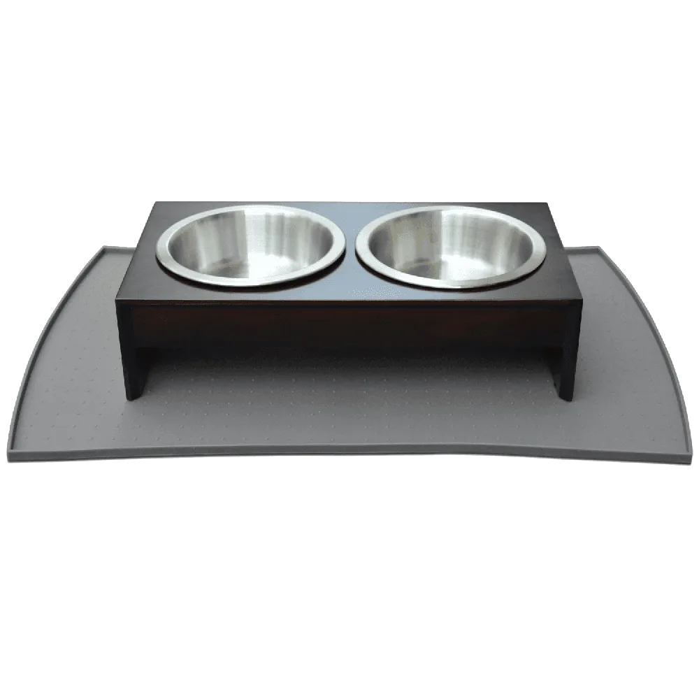 PetFusion Pet Food Mat in Premium FDA Grade Silicone (Large, Grey)