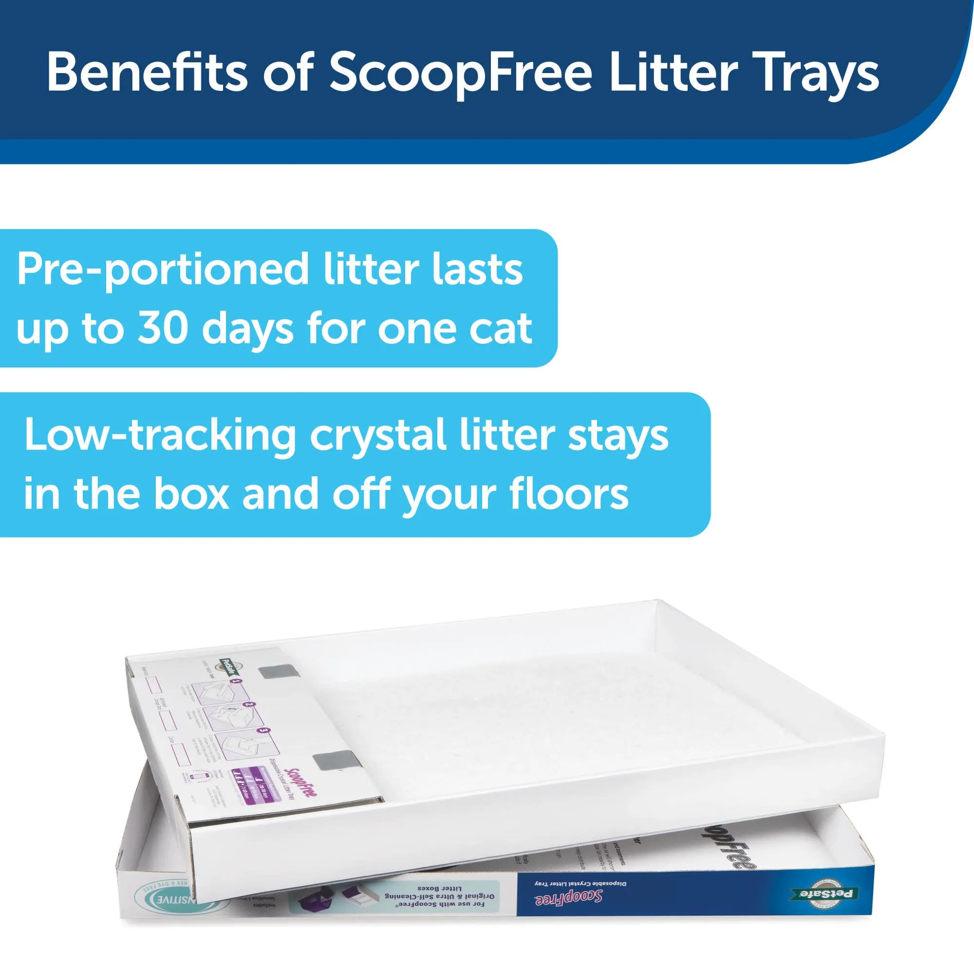 PetSafe ScoopFree Replacement Sensitive Crystal Litter Tray, 1-Pack – Easy Cleanup with Disposable Tray – Includes Leak Protection and Low Tracking Litter – Absorbs Odors on Contact
