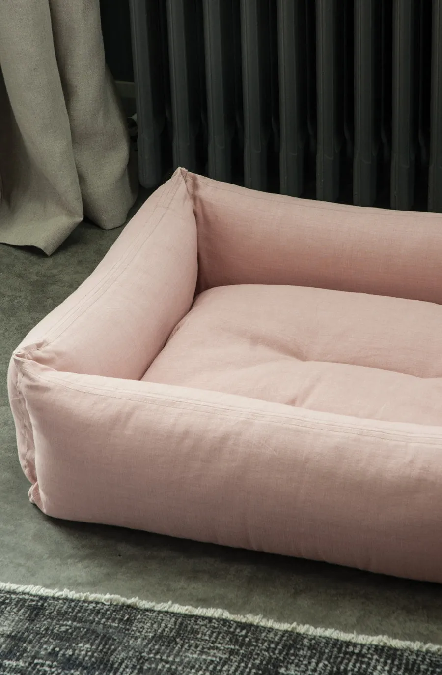 pink chambray pet bed