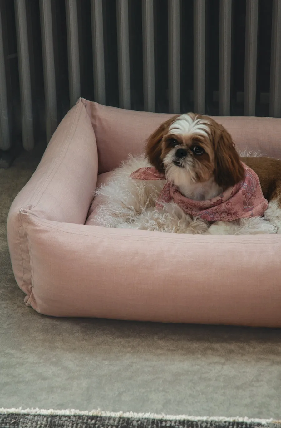 pink chambray pet bed